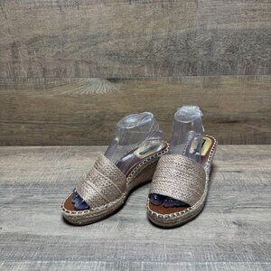 Good Choice Deana Natural Tone Wedge Slide Sandals Women's Size 7.5